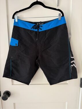 Fox Black and Blue Men's Bionic Board Shorts with Side Cargo Pocket